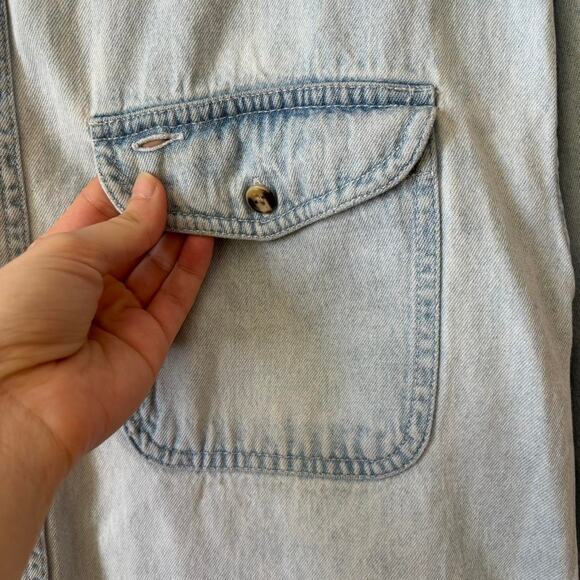 Vintage Croft & Barrow Light Wash Denim Button Down Small 1990s Y2K 2000s Mens - Picture 3 of 5